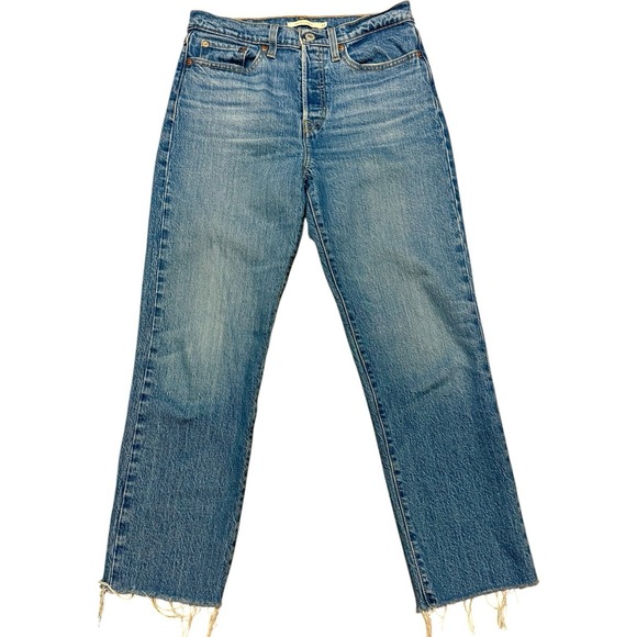 Levi's Denim - Levi's Big E Wedgie‎ Straight Jeans 27x26 Button Fly High Rise Raw Hem